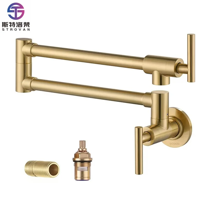

Contemporary Modern Style Brass Pot Filler Tap Deck Mounted Wall-Spray Water Filter with Sense Faucets