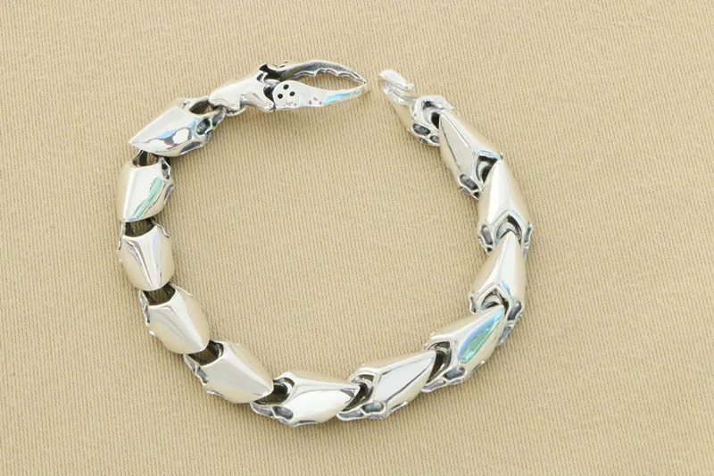 Precision Dragon Bone Smooth Face Personalized Crab Clamp Bracelet Gothic Cool Personalized Silver Jewelry Trendy Bracelet Men's