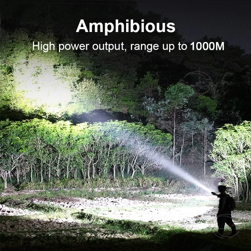 Lampes de poche de plongée LED haute puissance IPX8 torche de plongée étanche note professionnelle lampe de poche 26650 avec corde à main