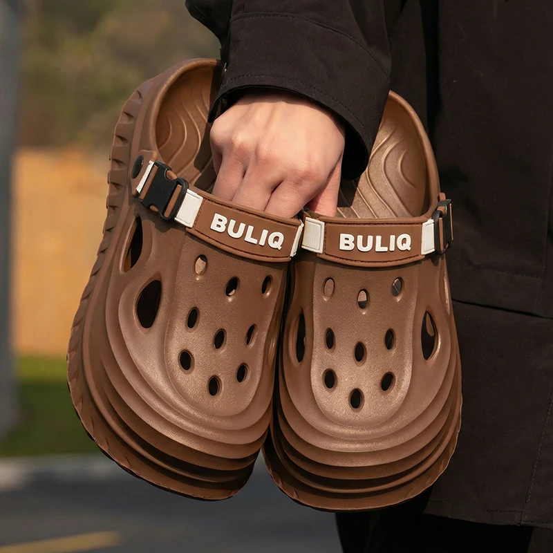 

Мужские летние шлепанцы из ЭВА с мягкой подошвой, нескользящие, на платформе, спортивные сандалии, пляжные, для рыбалки, дышащие сабо