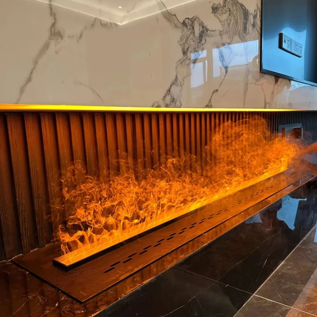 

Modern Freestanding Indoor Ethanol Fireplace 3D Steam Effect With Remote Control & WiFi For Hotels & Living Rooms Made Of Steel