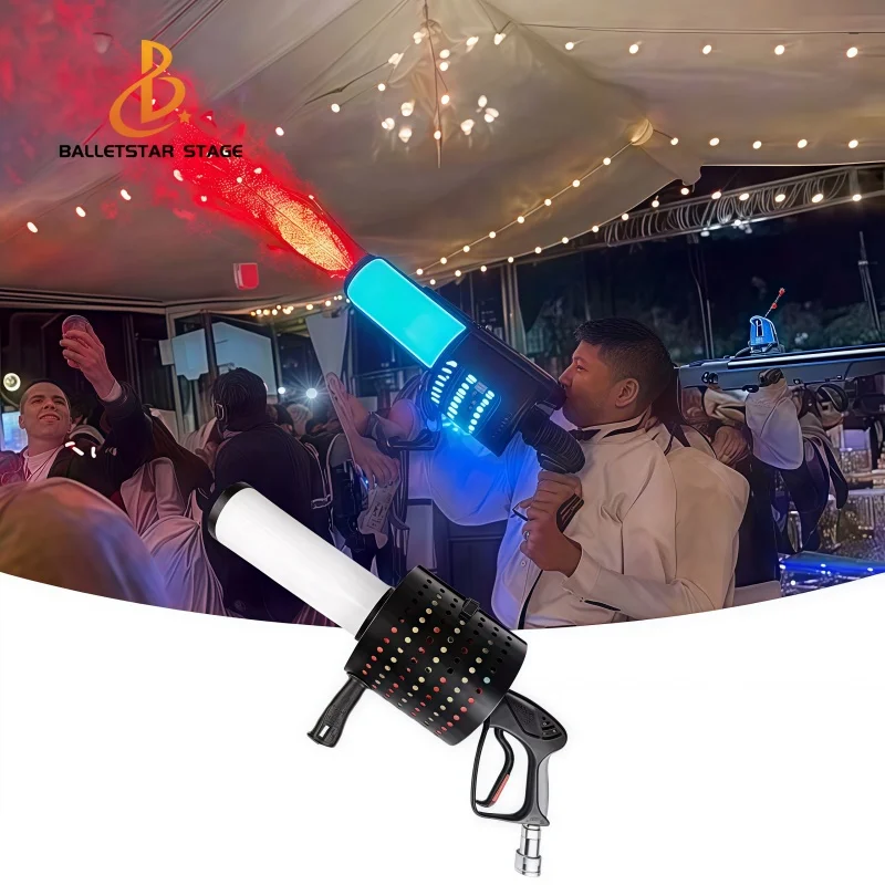 

Hot sell DMX RGB Hand Shooter CO2 LED Confetti Machine Confetti Cannon CO2 Fog Dj for Wedding Disco Nightclub
