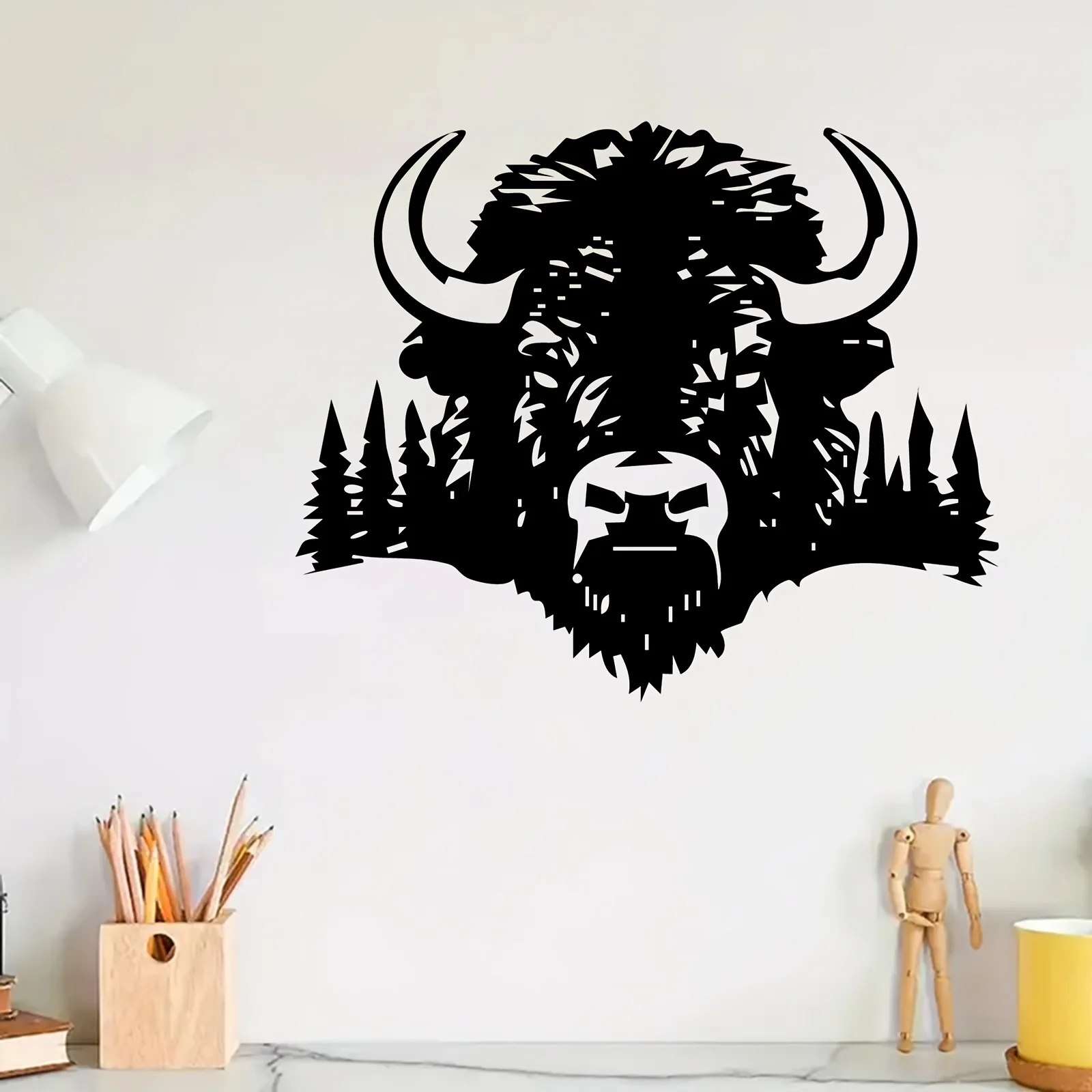 1pc Buffalo Metal Wall Art Rust Resistant Iron Sculpture Home Garden Christmas Thanksgiving Decor Gift