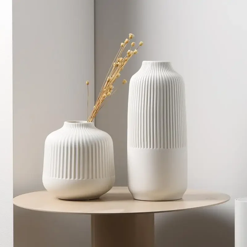 Set of 2 Ceramic Vase in Nordic Style, Decovase Large for Pampas Grass As Boho Deco, Vase Black Matt for Flowers