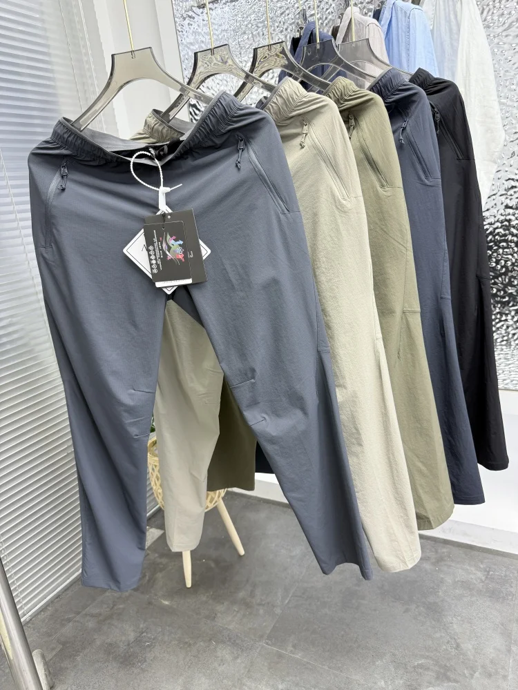 กางเกงลำลองผู้ชายฤดูร้อนน้ำหนักเบา ควิดราย ไมโคร-ไอดีระบายอากาศได้ดี ป้องกันแสงแดด แฟชั่นสไตล์คนเมือง กางเกงขายาว