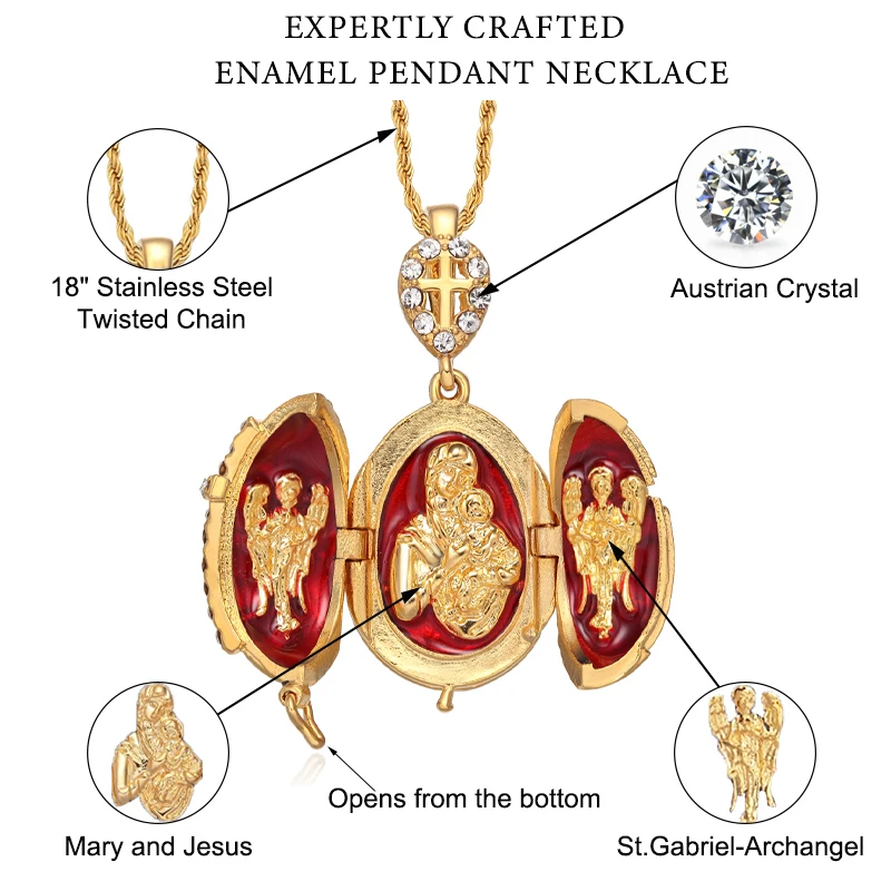 YAFFIL Egg Pendant Enamel Colored Cross Pendant Set With Diamonds,A Small Yet Luxurious Neck Chain That Can Be Opened And Closed