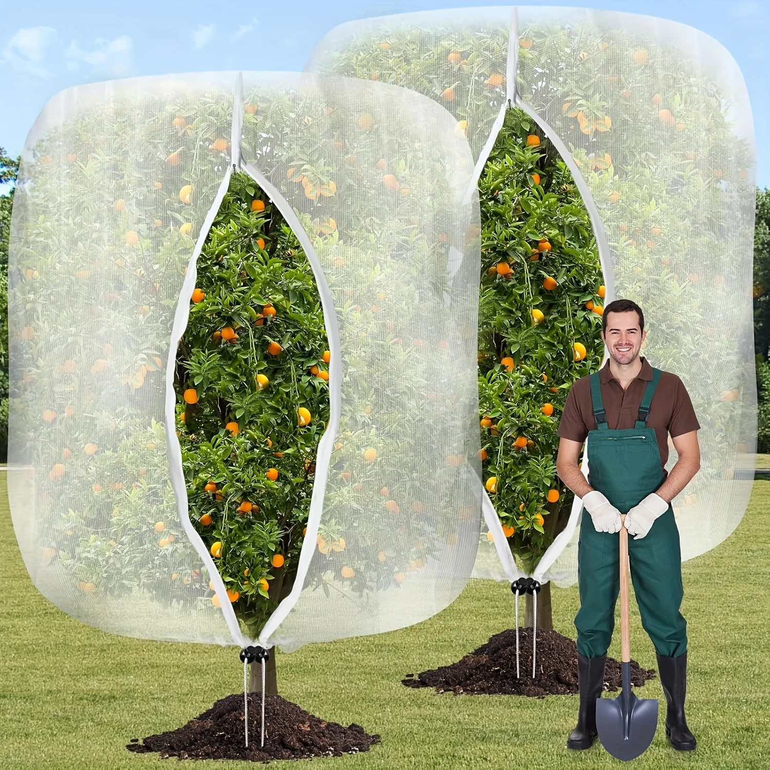 3 Horticultural Insect Proof Mesh Covers with Zipper Drawstring, Thick and Breathable, Suitable for Fruits, Vegetables and Plant