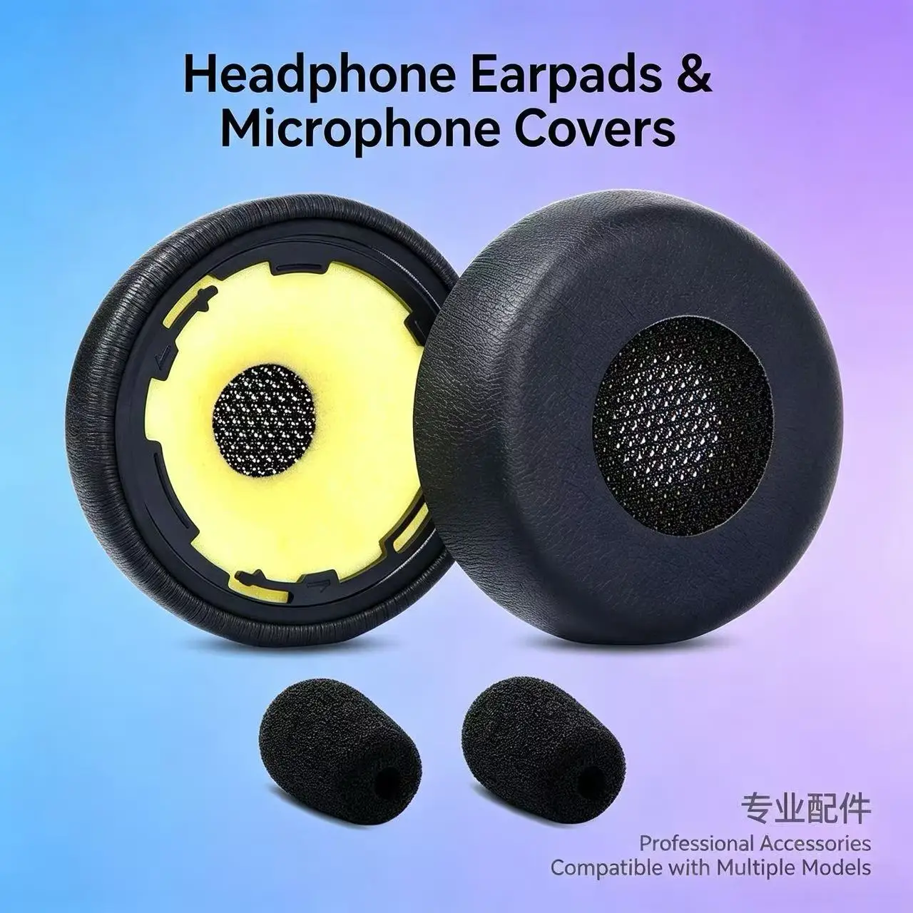 Coussinets d'oreille, coussinets de remplacement, kit de mousse pour micro, compatibles avec les casques Jabra Evolve 75/75+ / 75 UC / 75 MS