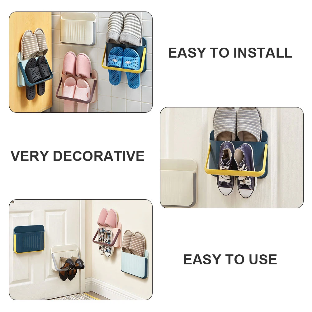 

Wall Mountable Shoe Rack Holder PP Material Home Organizer Storage Supply No Punch Installation Multifunctional