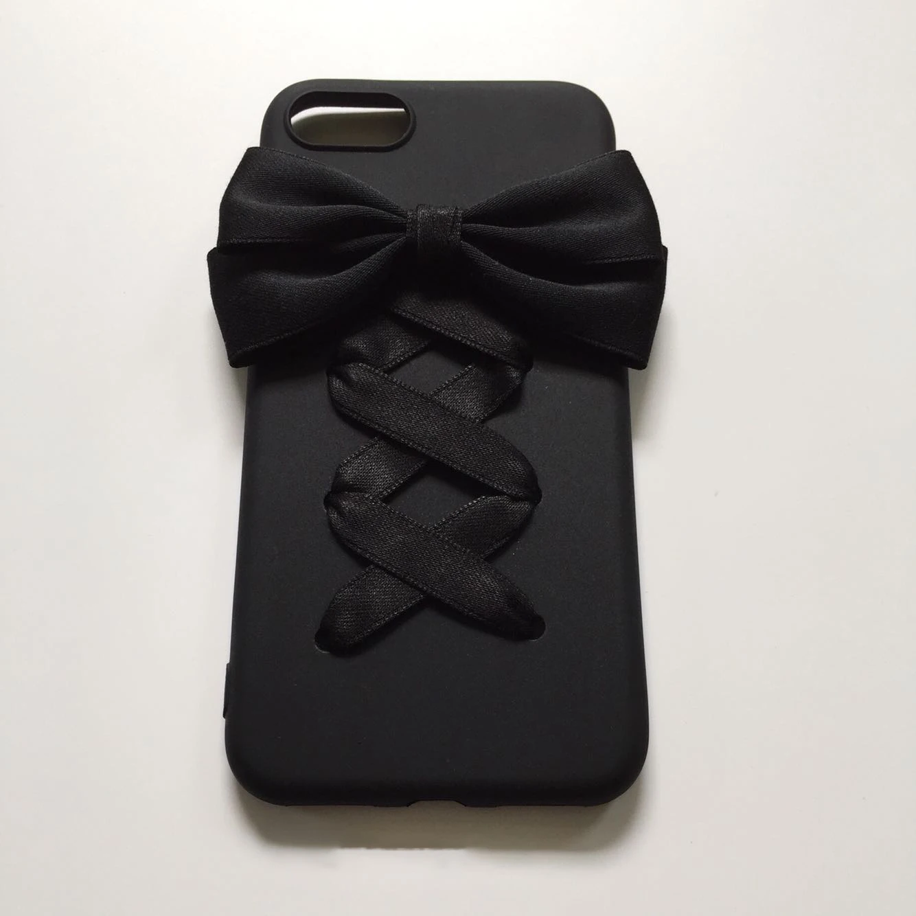 Sweet Girl Lolita Black Bowknot Case for I15 16 Pro Max Soft Phone Case Handmade Women Phone Covers for IPhone 11 12 13 14