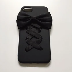 Sweet Girl Lolita Black Bowknot Case for I15 16 Pro Max Soft Phone Case Handmade Women Phone Covers for IPhone 11 12 13 14