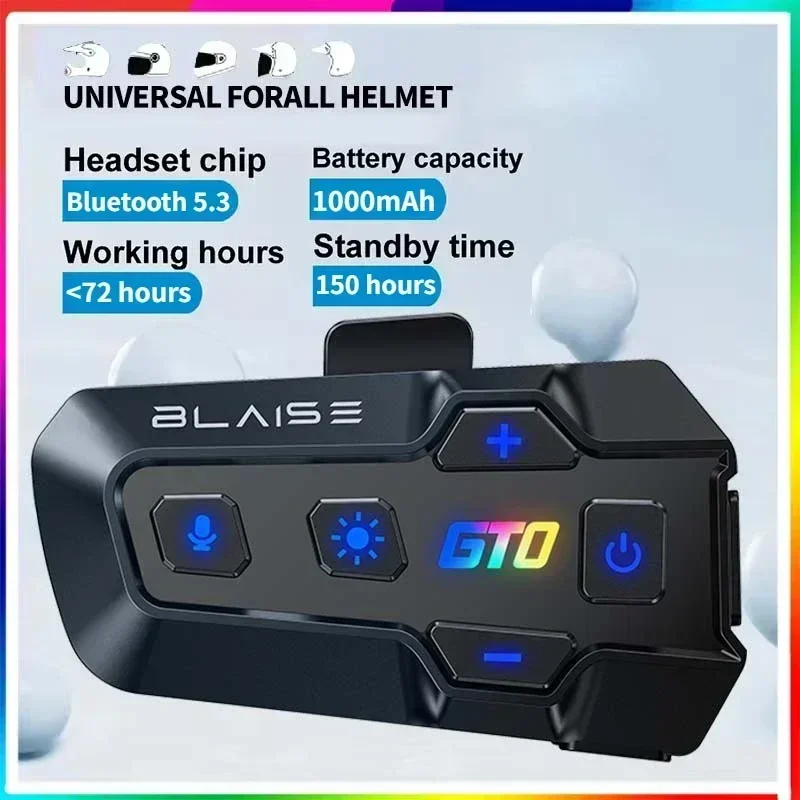 BLAISE Bluetooth 5.3 Helmet Headset Wireless Hands-free GT0 Motorcycle Waterproof Earphone MP3 Music Player Super Long Standby