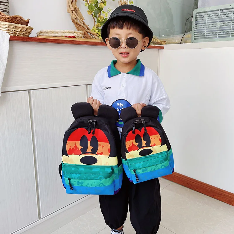 New Printing Mickey Mouse Cute Girls Backpacks Boys Cartoon Pattern Package Large Capacity Disney Children's Schoolbags For Kids