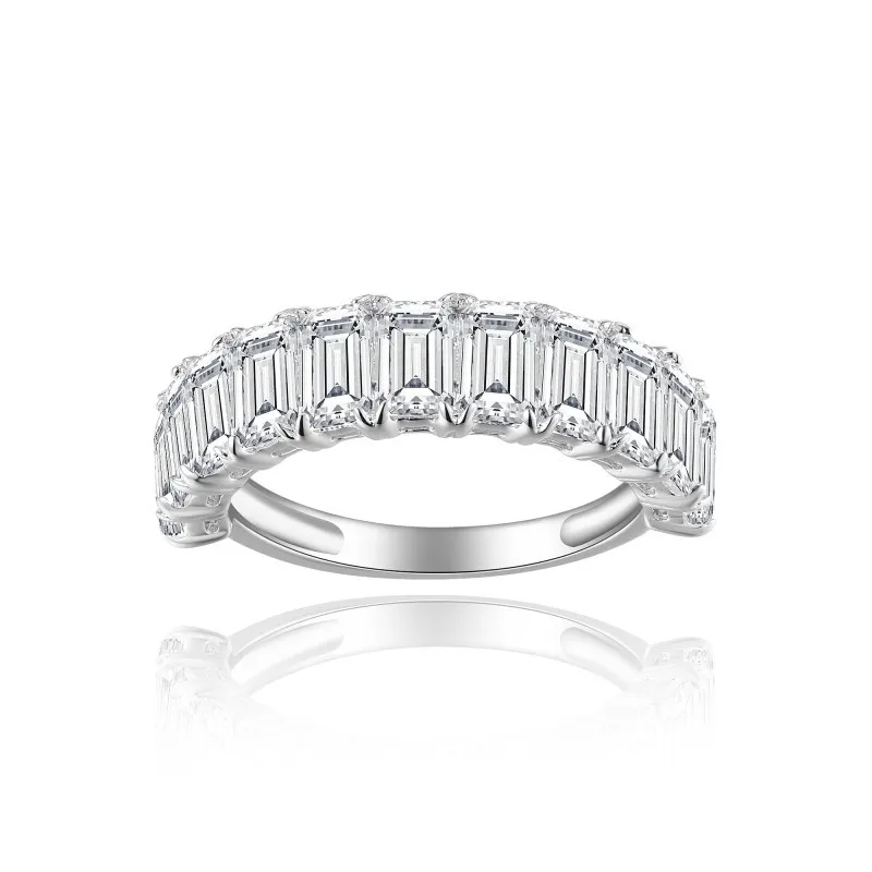 

LinkerLove 3*5mm Emerald Cut Mossanite Wedding Band for Women S925 Sterling Silver Diamond Engagement Ring Party Jewelry Gift