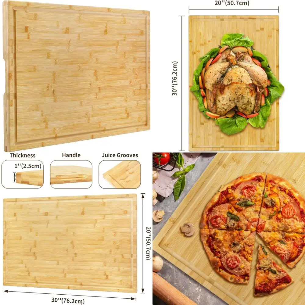 

Extra Large Bamboo Cutting Board - 30 x 20 Inch Kitchen Chopping Board, Over-the-Sink Butcher Block, Wood Stove Top Protector