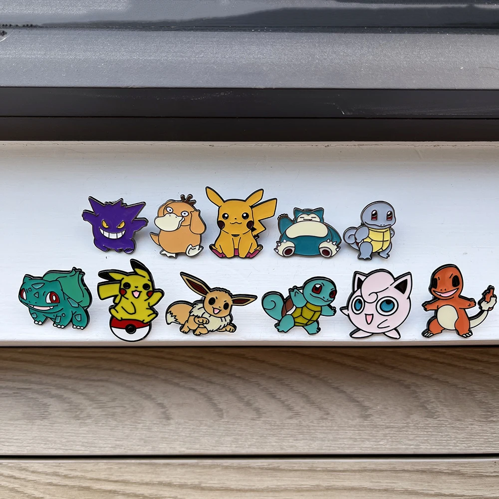 11 Pcs Pikachu Gengar Enamel Pins Set Creative Bandage Brooches for Backpack Clothes Personalized Metal Emblem Accessories Gift