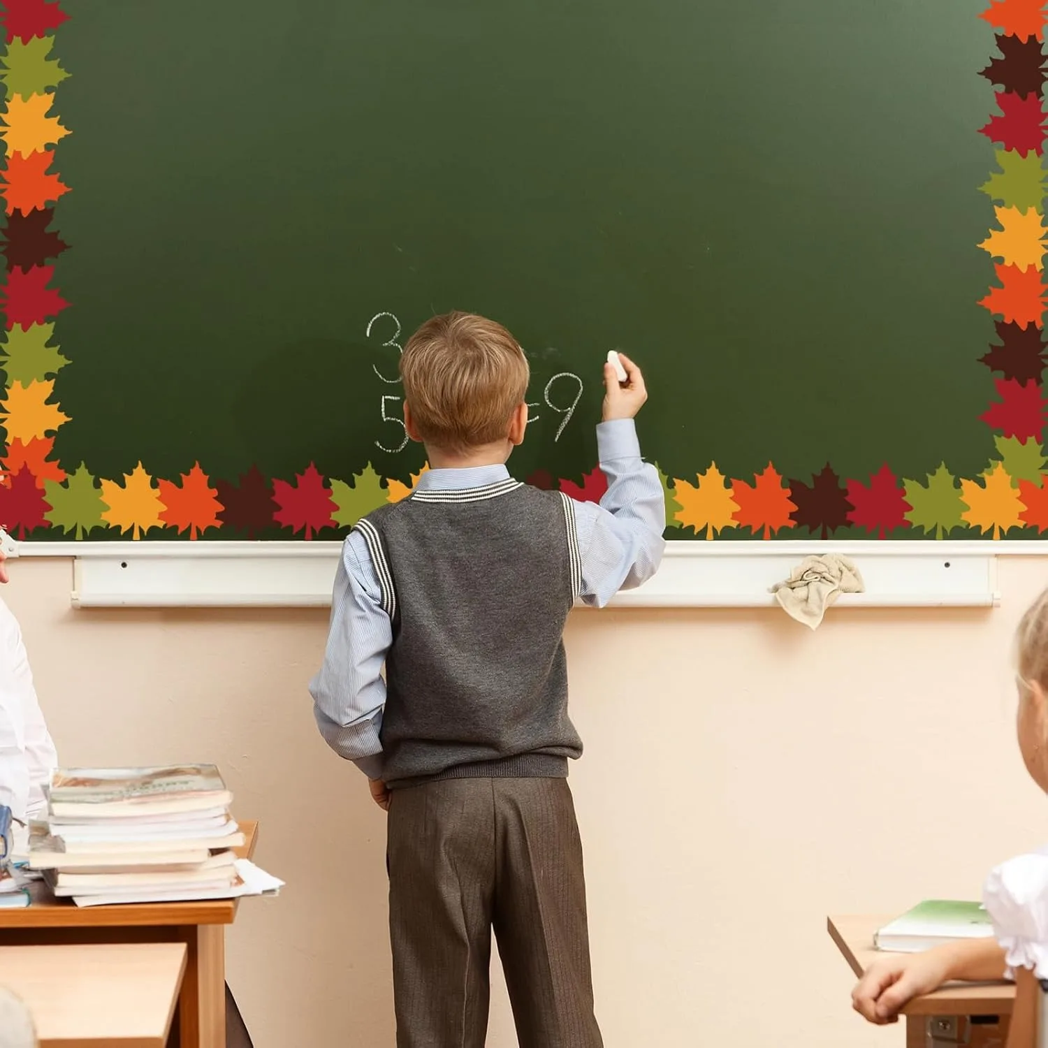 32، قالب أوراق القيقب الخريفي بطول 8 أقدام - قطع حدود لوحة الإعلانات - الخريف - ديكور تحت عنوان لعيد الشكر والفصول الدراسية وديكور المكتب #4