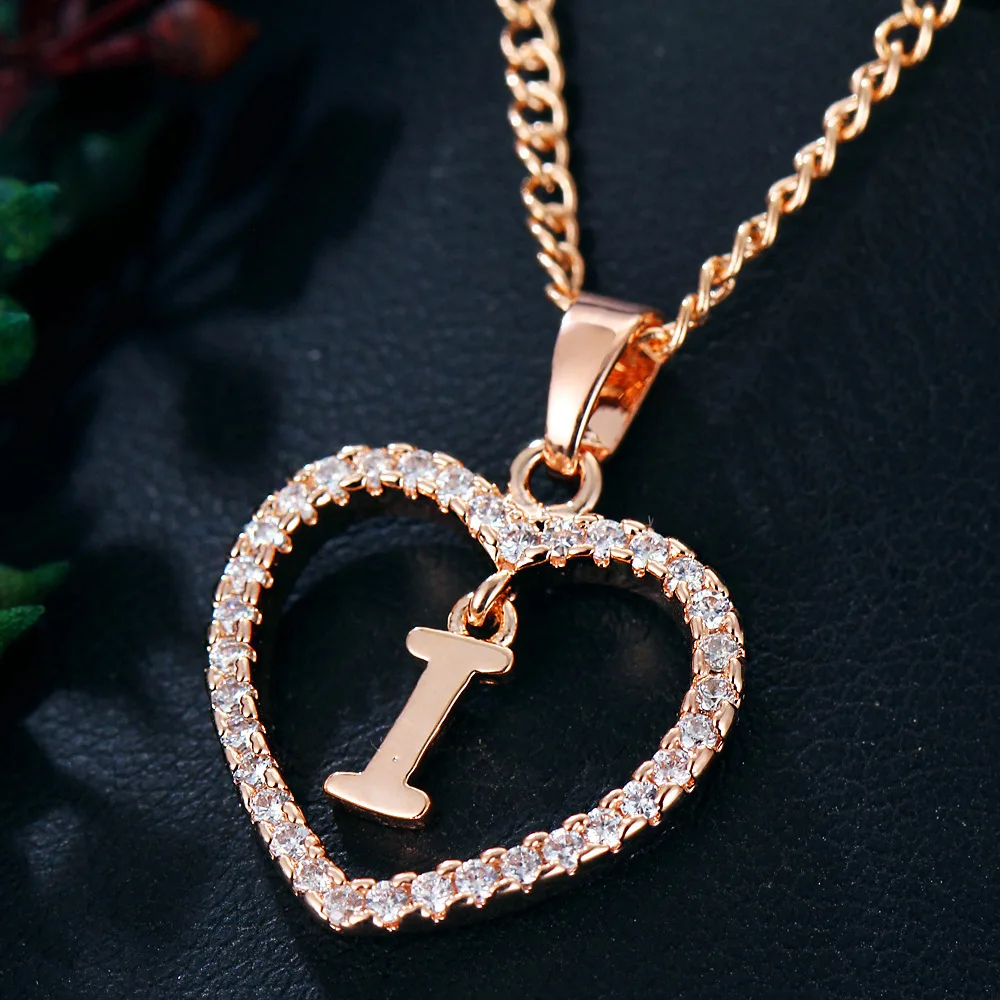 Customizable Love Pendant Necklace with Zircon Initial Jewelry 26 Letter Personalized Gift for Men And Women