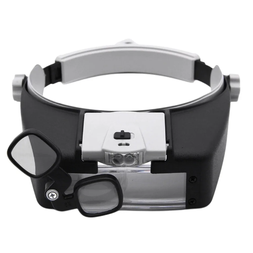Head Mounted Magnifier Glasses 1.5X 6X 8X Adjustable LED Lightweight Magnifying Glass for Reading Repair Jewelry Craft Work