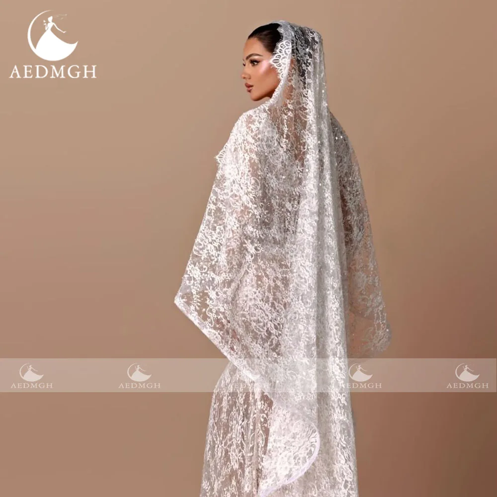 Aedmgh sirène Sexy robes De mariée festonné à manches longues robe De Novia dentelle broderie élégante sur mesure robe De mariée