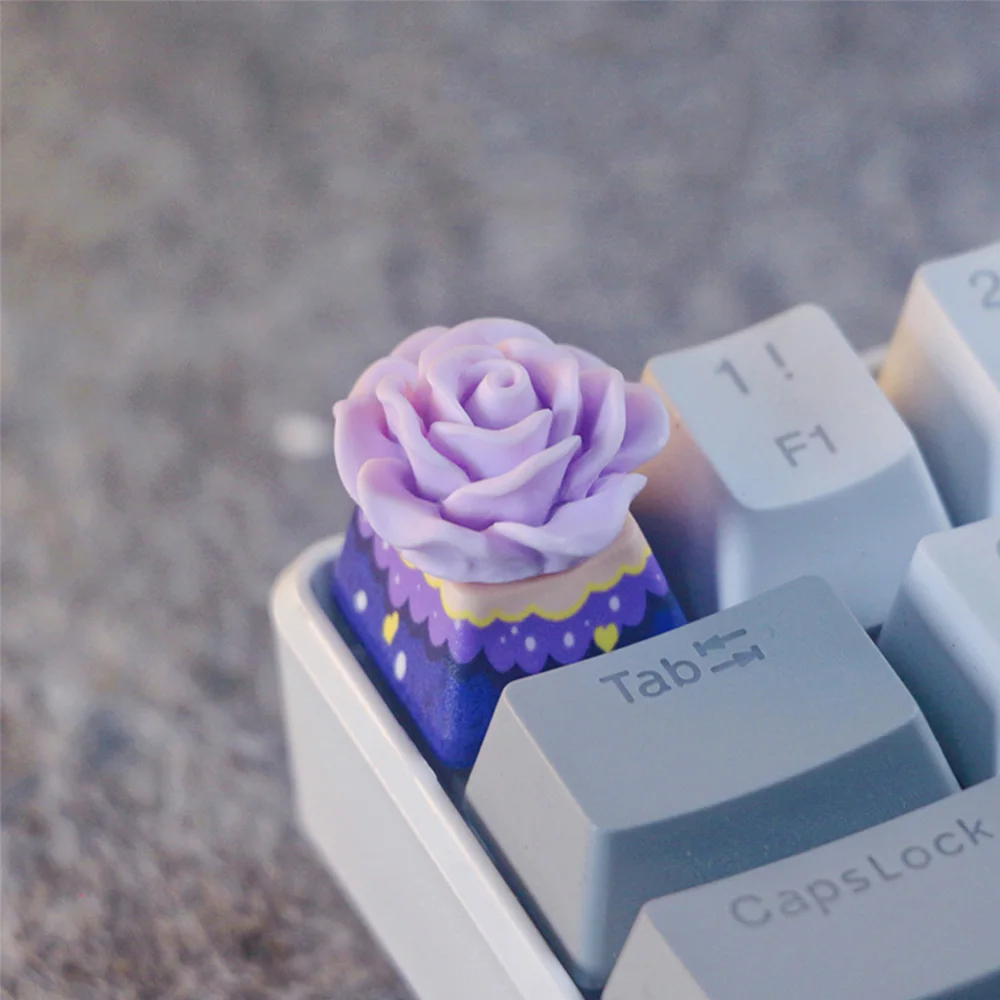 IDeal Purple Rose ABS Keycaps OEM ESC Keycap Cherry MX Cross Axis Mechanical Keyboard No Backlit Customize Caps Birthday Gifts