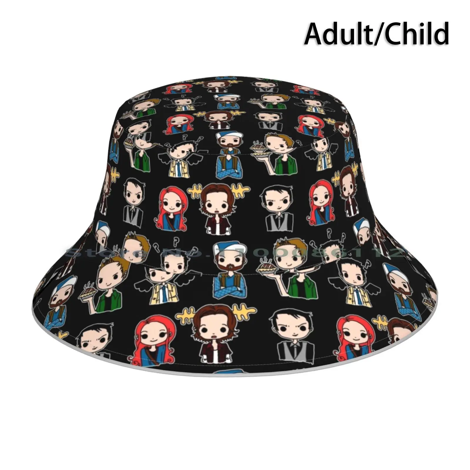 Chibi Supernatural Bucket Hat Sun Cap Supernatural Dean Winchester Sam Winchester Castiel Bobby Singer Charlie Bradshaw Crowley