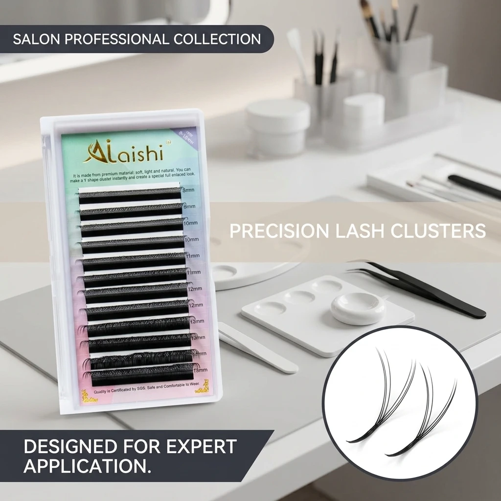 YY Shaped Individual Lashes 8-15mm C/D Curl Fluffy Single Cluster False Eyelashes Natural Long Daily Makeup Eyelash Extensions