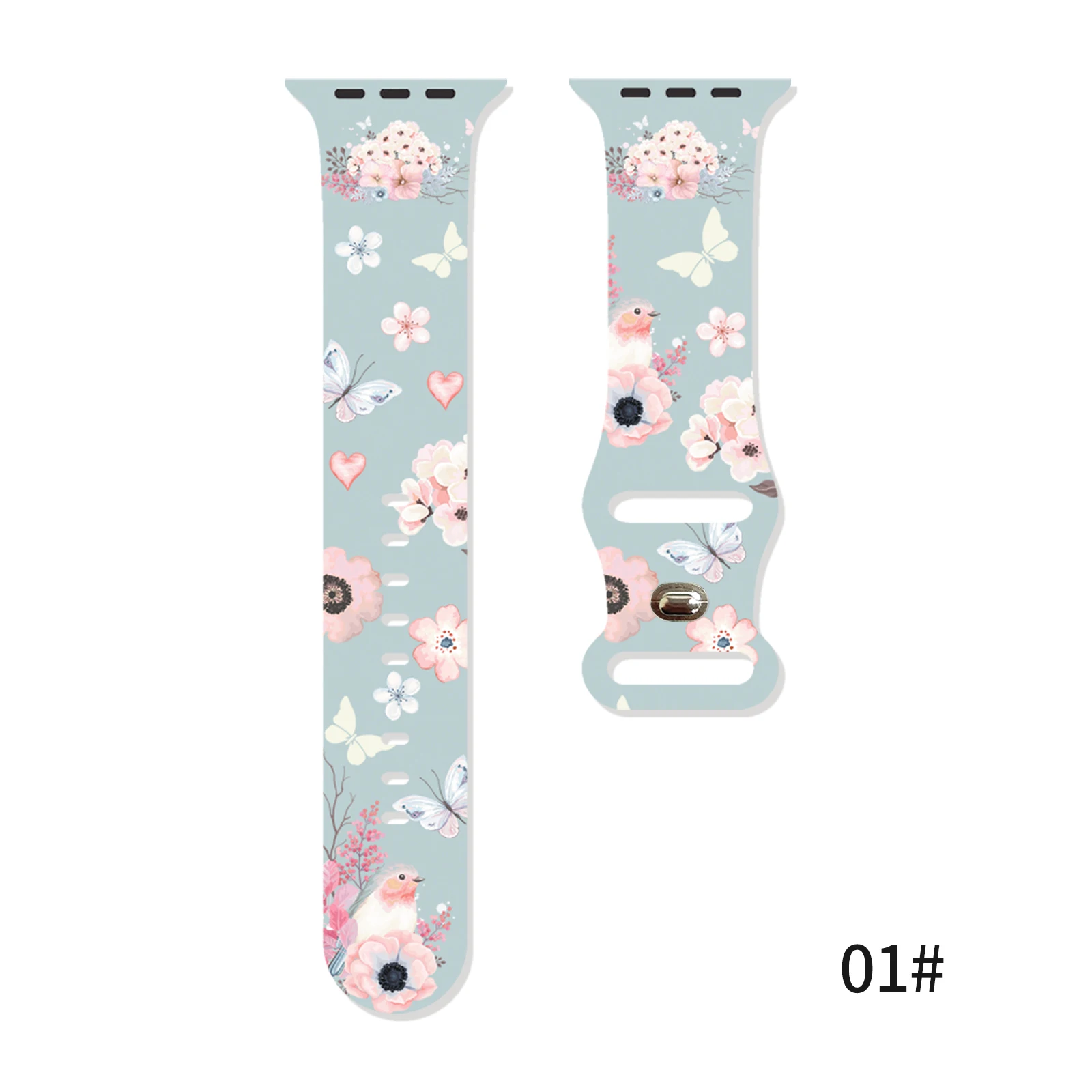 

Beautiful spring，Silicone Printed Strap for Apple Watch 10 9 8 7 Band Replaceable Bracelet ,for iWatch 45mm 44mm 42mm 41mm