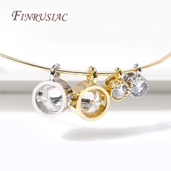 Rhodium Plated Round Pendants DIY Jewelry Accessories 2 Sizes 18K Gold Plated Shiny Zircon Charms Pendants For Necklace Making