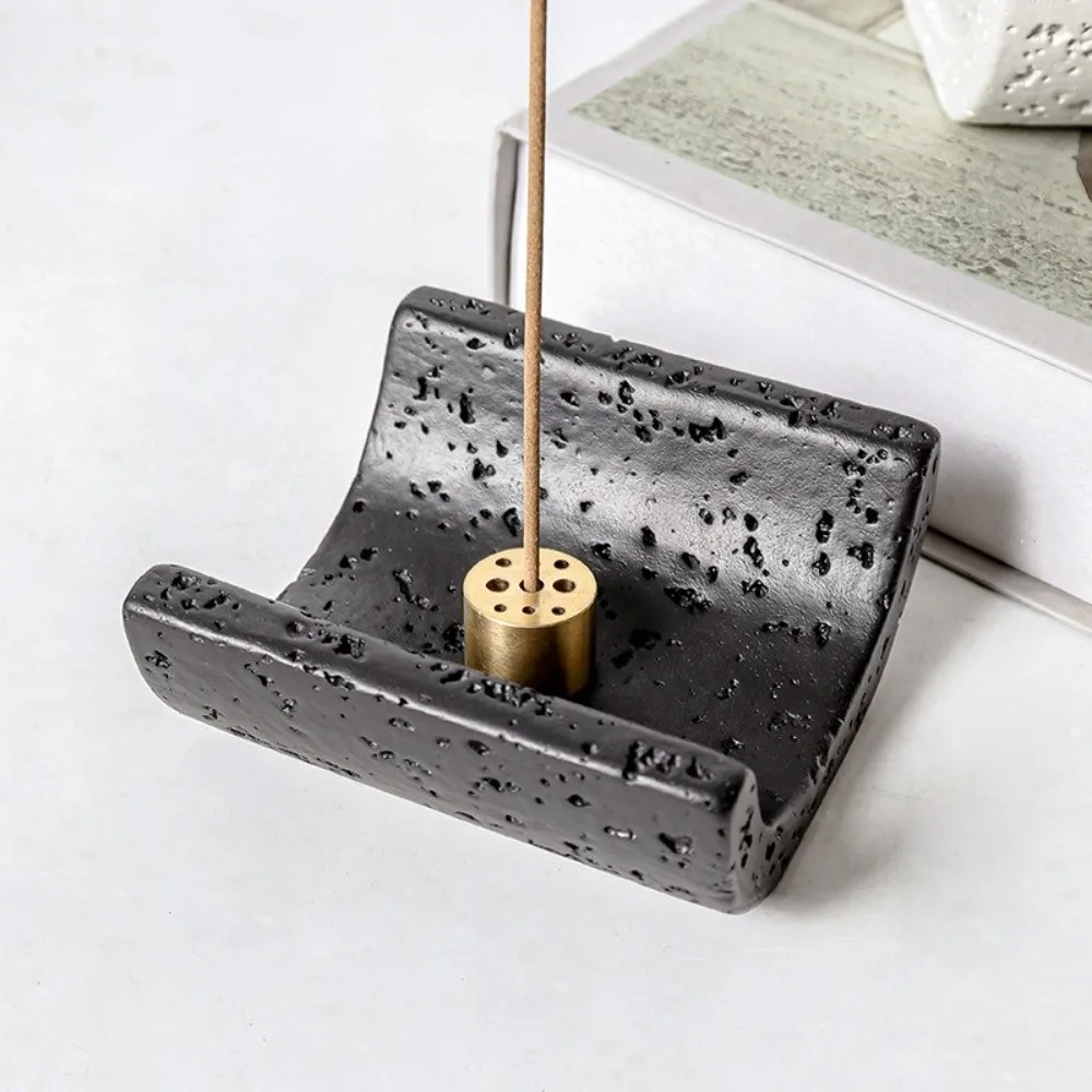Minimalist Cement Incense Holder Handmade Sturdy U-shaped Mosquito Coil Tray Decorative Thick Mosquito Incense Holder
