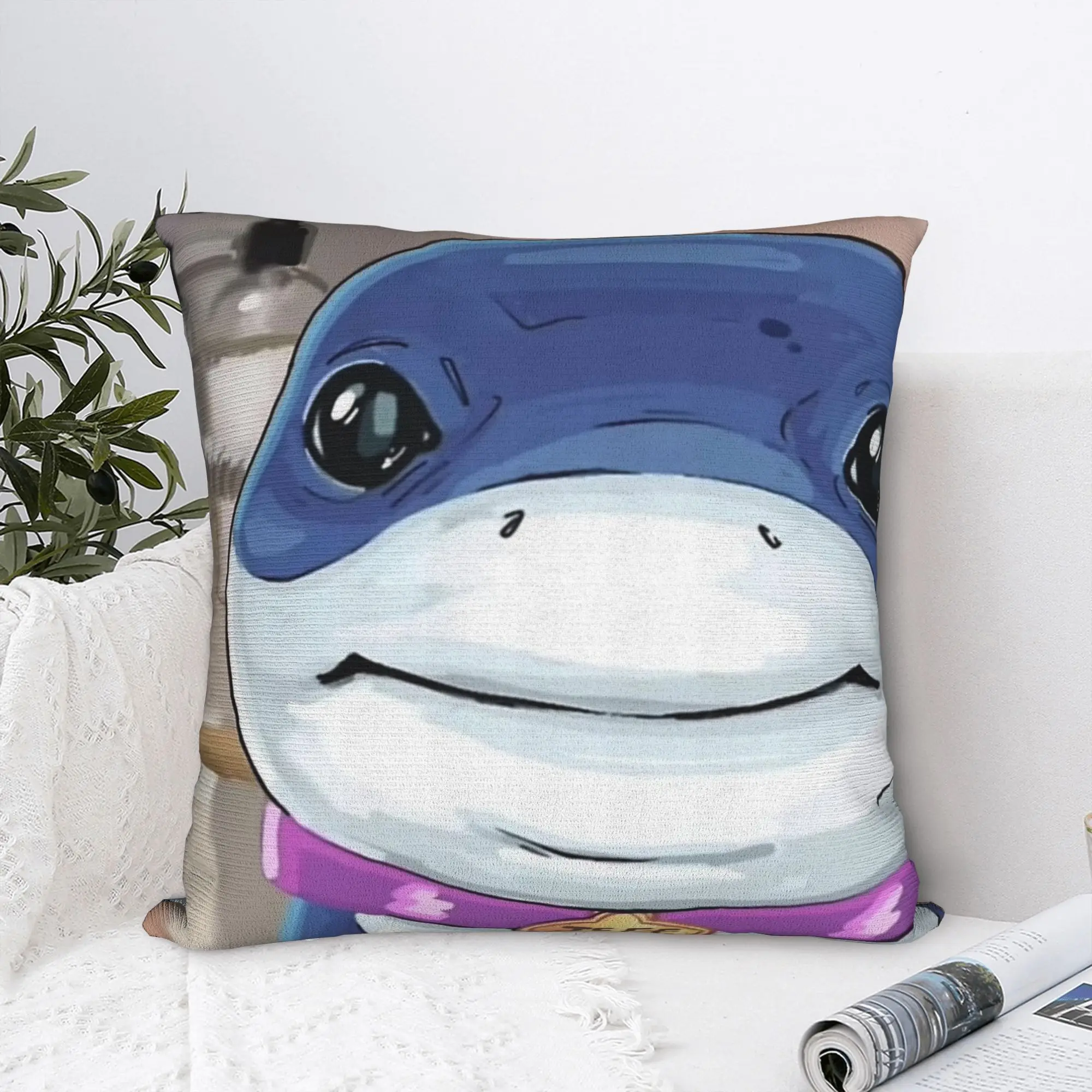 Jeff the Land Shark Pillowcase Printing Fabric Cushion Cover Decorations  Throw Pillow Case Cover Home Square 40X40cm