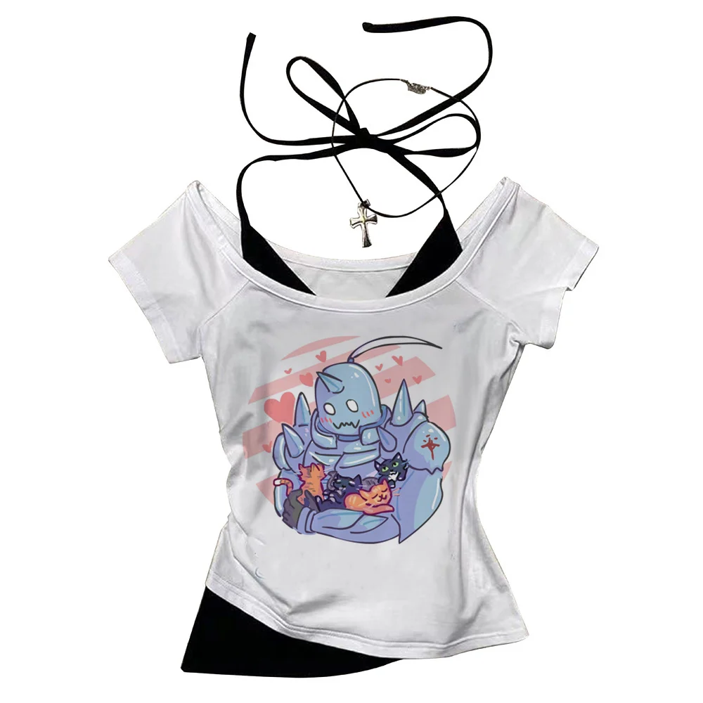 Fullmetal Alchemist shirt women graphic Punk anime Pastel Pop Culture 2000s Vintage aesthetic Breathable streetwear Classic