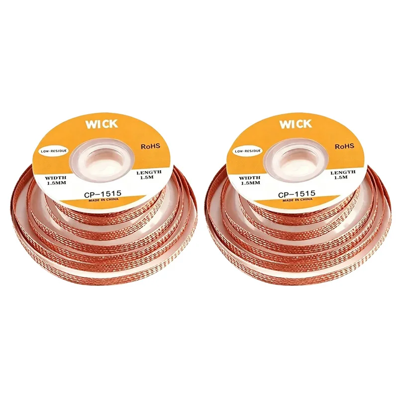 2PCS 1.5m Desoldering Braid Tape Copper Welding Solder Remover 1.5-3.5mm Wire Soldering Wick Tin Lead Cord Flux BGA Repair Tool