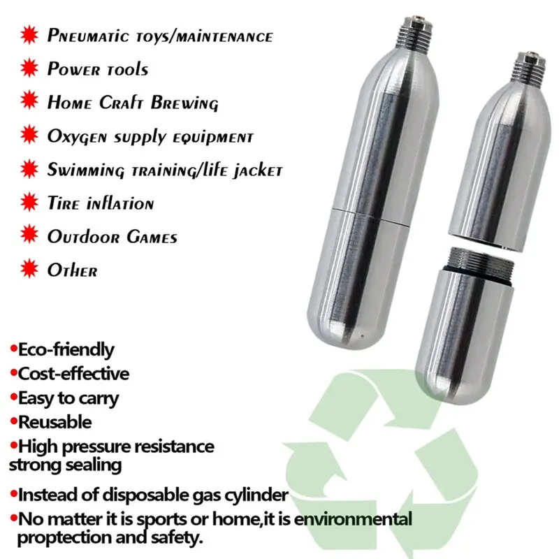 2026 New Stainless Steel Reusable Bottle Co2 Cartridge Refill For Air Tools Carbonated Beverage Making Firefighting Systems