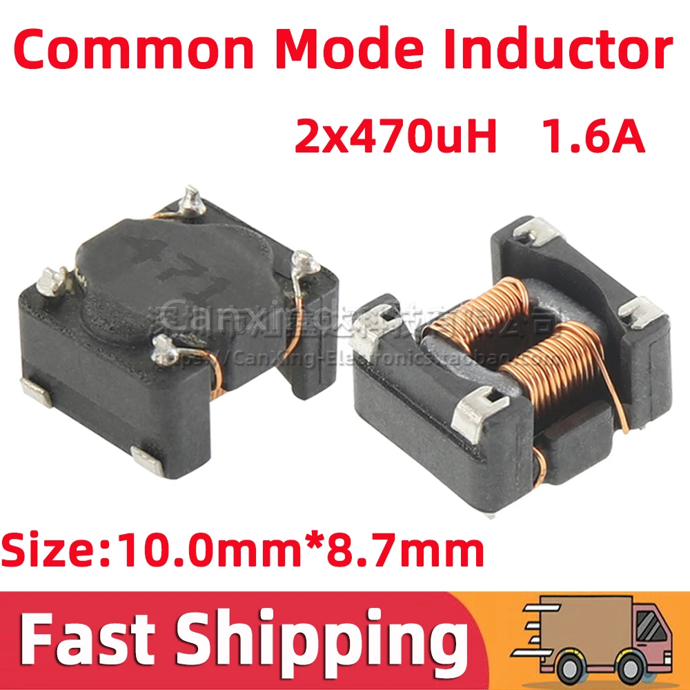 10pcs SMT Common Mode Choke Coil Inductor Inductance 2x470UH 1.6A Filter Switching Power Supply Filter Magnetic Ring 471