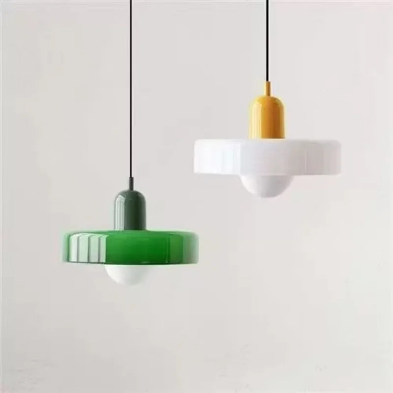 Art Deco Memphis Dining Pendant, Bauhaus Glass Ceiling Light, Vintage Living Room Bar Counter Small Hanging Lamp