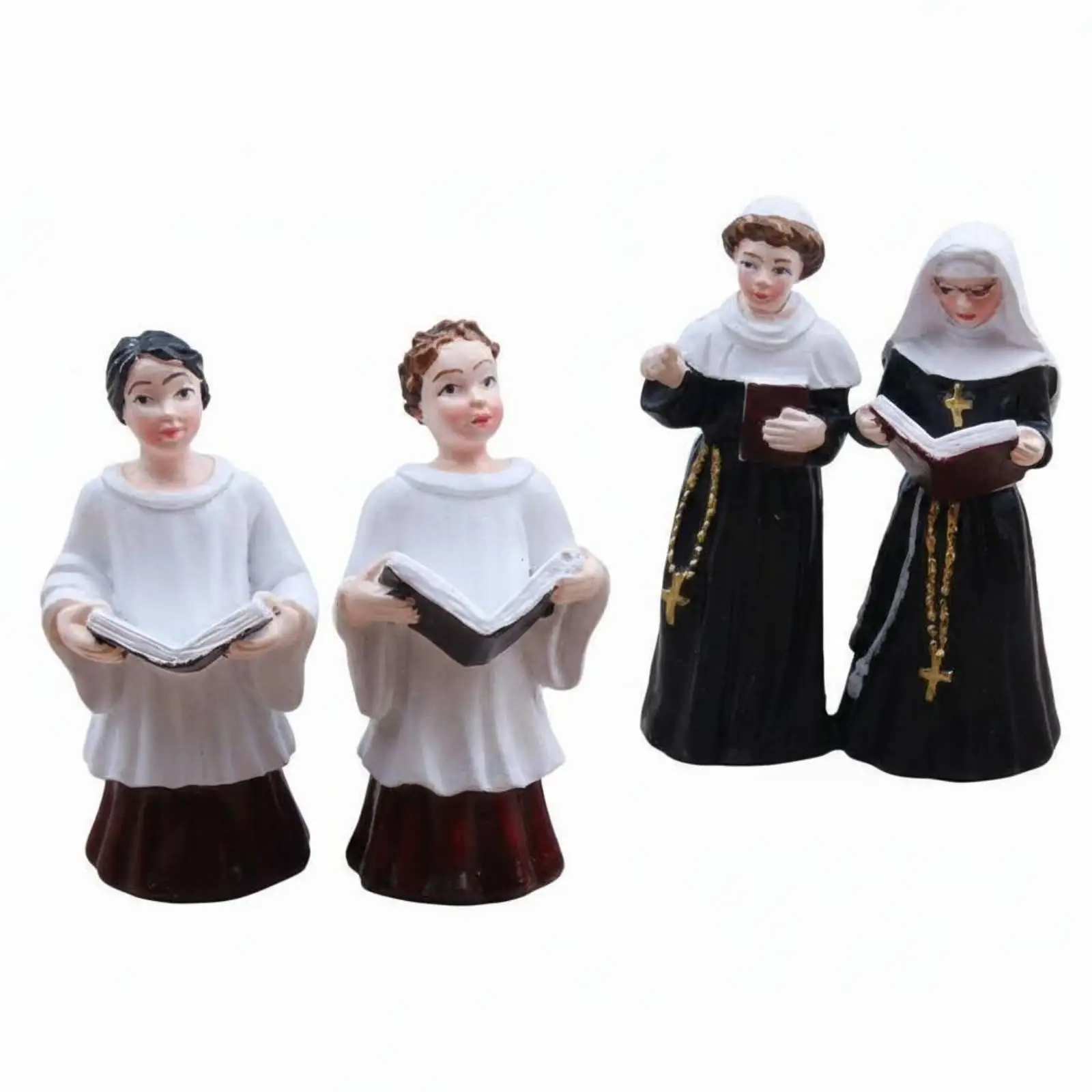 Resin Nun Figurine Choir Miniature Model for Counseling Office Contemplative Home Decor Piece