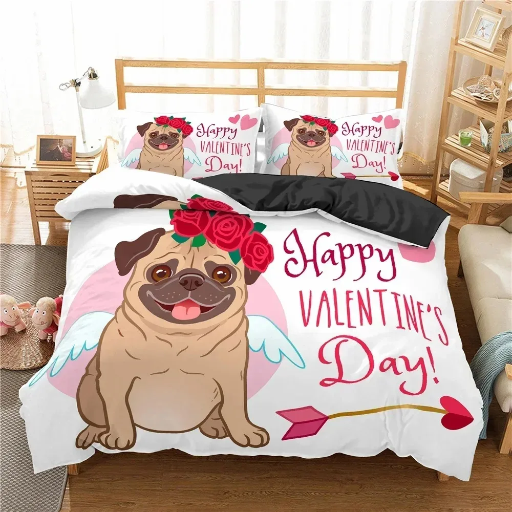 

3D Print Cute Animal Bedding Set Cartoon Pug Dog Duvet Cover Sets Cover Queen King Twin Single Polyester Quilt Cover