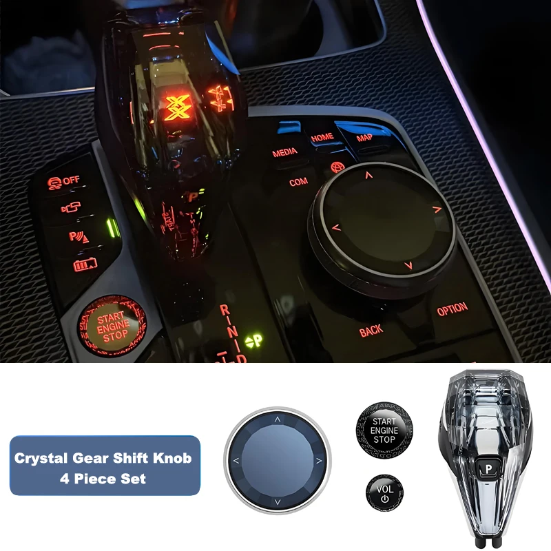 

4PCS Car Crystal Gear Shift Knob Lever Crystal Gear Handle For BMW X3 iX3 G01 G08 X4 G02 X5 G05 X6 G06 X7 G07 Shift Knob Handle