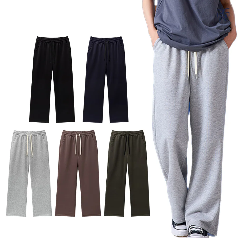 

Men's Fleece Training Straight Sweatpants Autumn Winter Casual Jogging Pants 2025 New Fashion Wide Leg Trousers