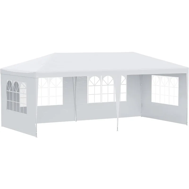 10\' x 20\' Large Party Tent, Event Shelter Gazebo Canopy with 4 Removable Side Walls for Weddings, Picnic, White