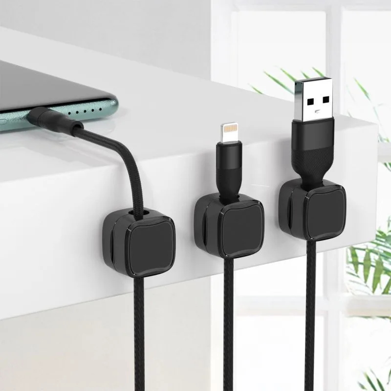 6pcs Multifunctional Magnetic Cable Organizer Portable Data Cord Holder No Drill Desktop Wire Fixer and Cable Winder Tool