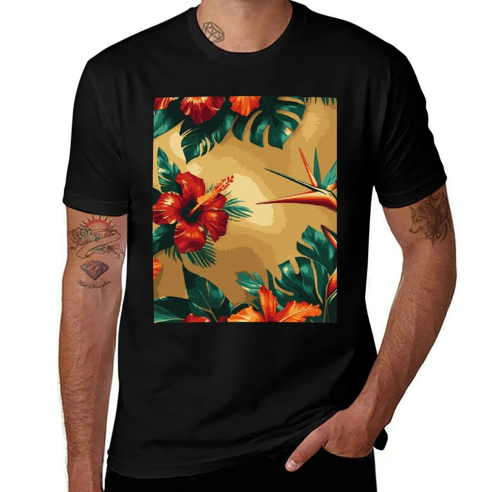 

Delicate Hawaiian floral art T-Shirt shirts graphic tee graphic t shirt vintage summer top funny costumes tee shirts for men