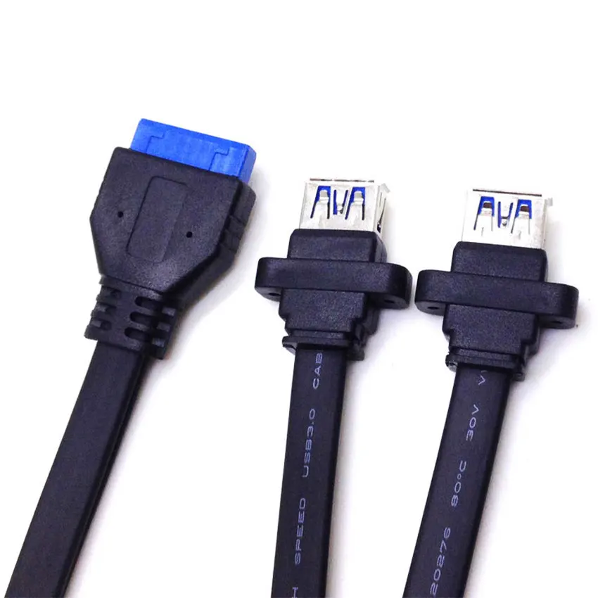 Dual 2 Port USB 3.0 Front Panel Extension Cable A Type Female to 20 Pin Box Header Female Slot Adapter Cable