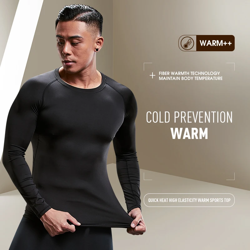 Warm Underwear For Men With Plush And Thickened Coldproof And Seamless Tight Bottoming Sports Set, Autumn And Winter Top