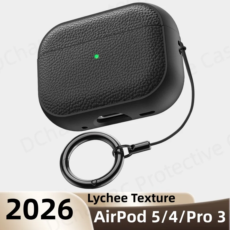 2026 Leather Case for AirPods 5/4/Pro 3 With Keychain Lanyard Anti loss Headphone Accessories for Women AirPods Pro 3/4/5 Cases