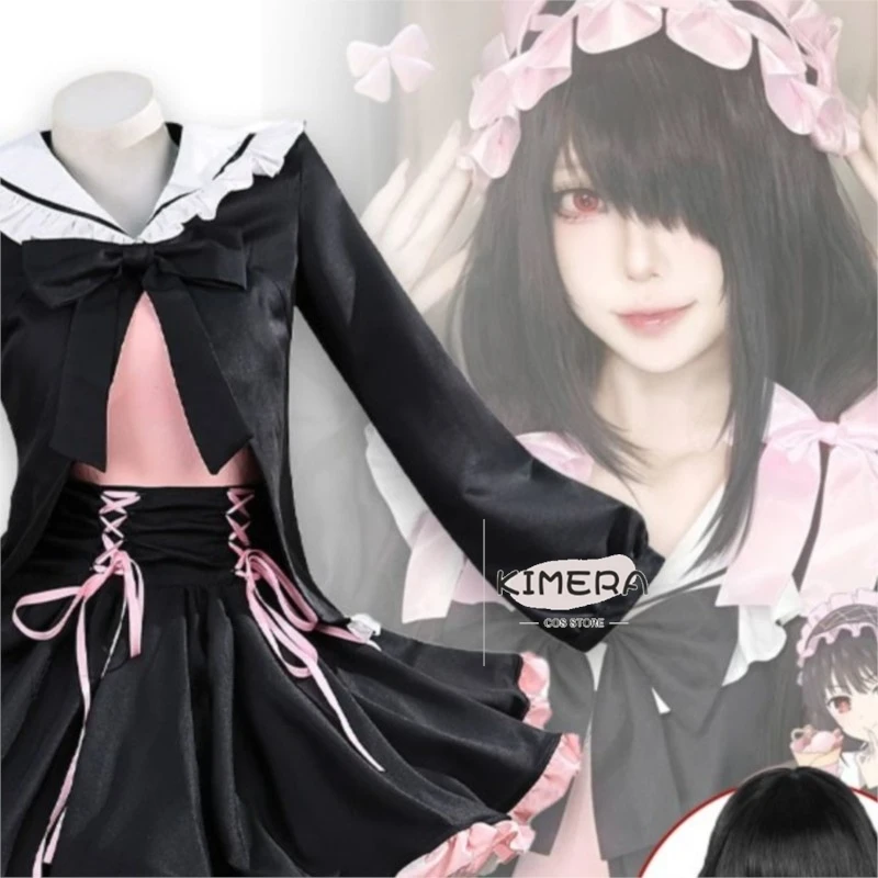 

Магазин Kimera: Костюм для косплея DATE A LIVE Куроми Токисаки, готическая Лолита, полный комплект, образ путешественницы во времени, аниме-косплей для девушек.
