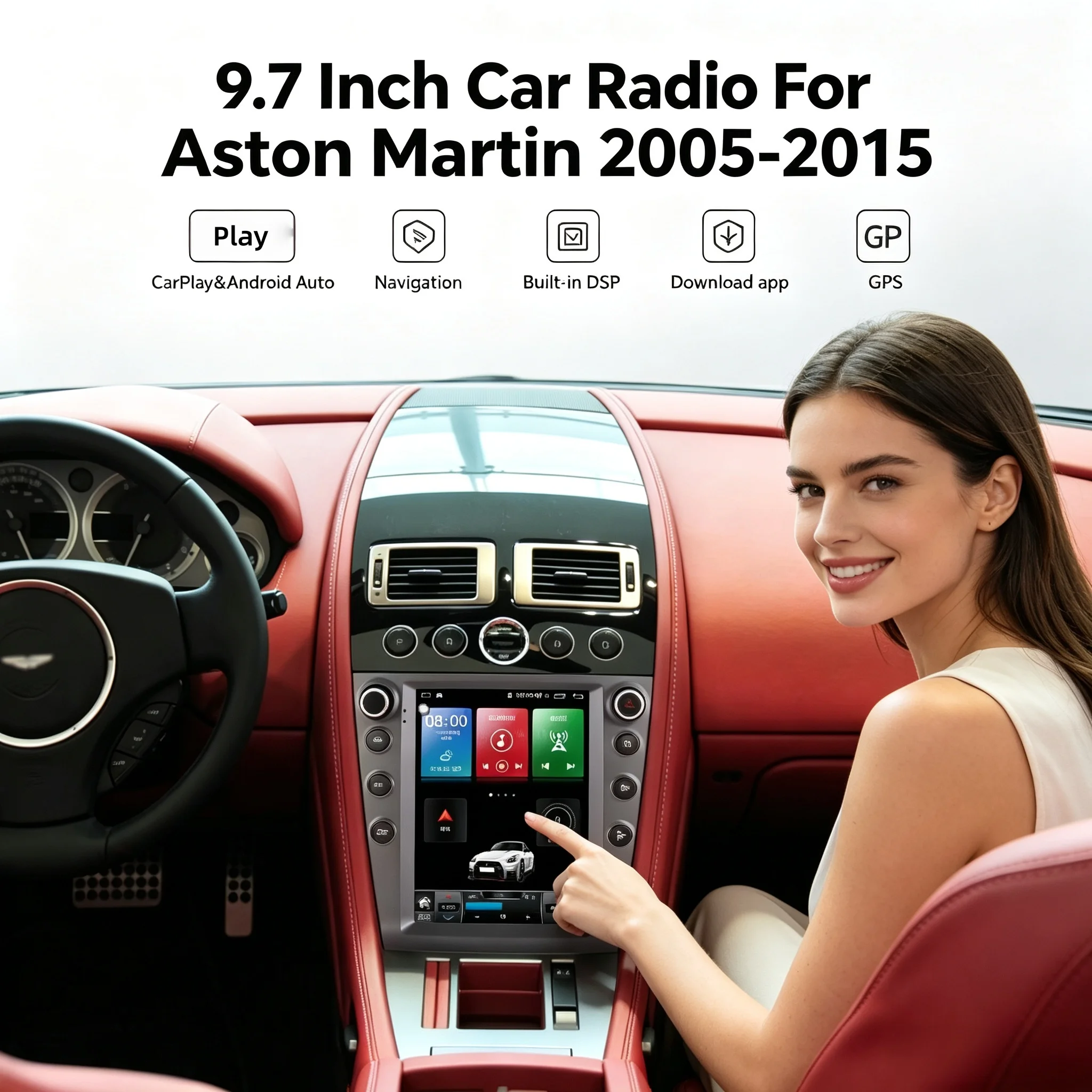 For Aston Martin 2005-2015 Android 14 Car Audio Car GPS Navigation Multimedia Stereo Radio CarPlay Stereo Head unit GPS