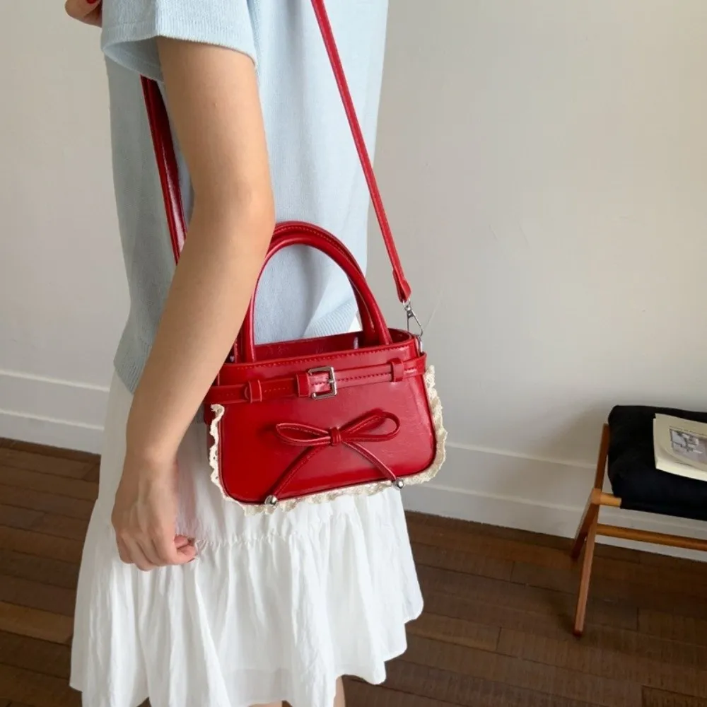 

Chic Korean Bow Leather Bag Sweet Lace Bow Crossbody Bag Versatile Stylish Women's Handbags Girls