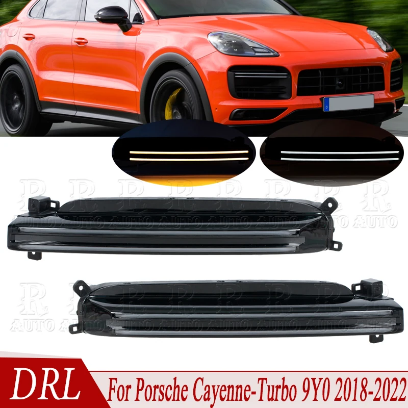 

For Porsche Cayenne-Turbo 9Y0 2018 2019 2020 2021 2022 LED Car DRL Light Front Bumper Daylight Running Light 9Y0953049 9Y0953050